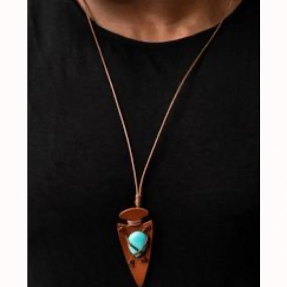 leather‎ turquoise necklace adjustable unisex
