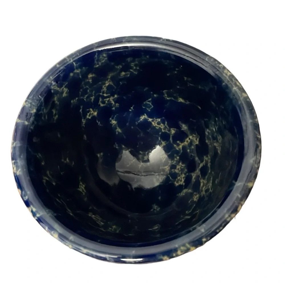 Bennington Potters 1875 Vermont Splatter Cobalt Blue 4 Inch Tall Vintage Bowl