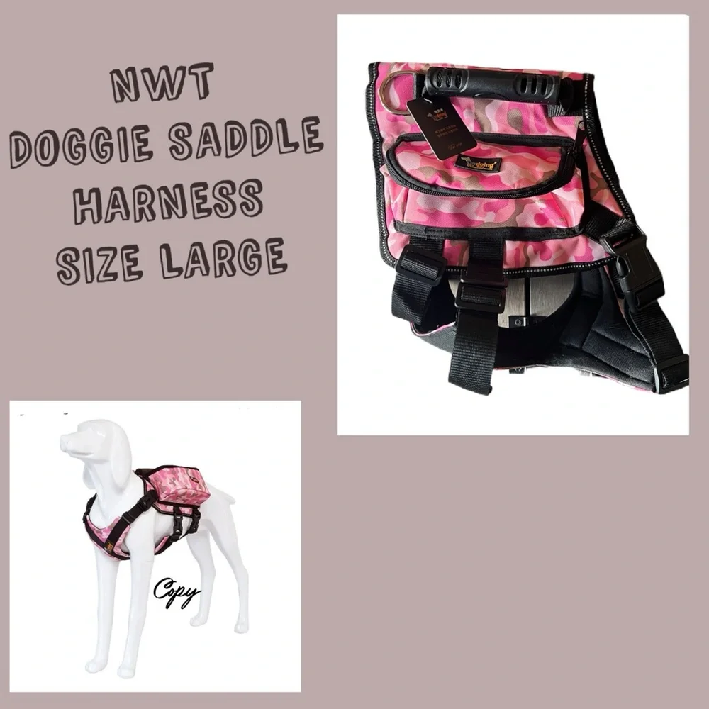 Fivean NWT Pink Camo Dog Saddle Bag Backpack Harness Sz L