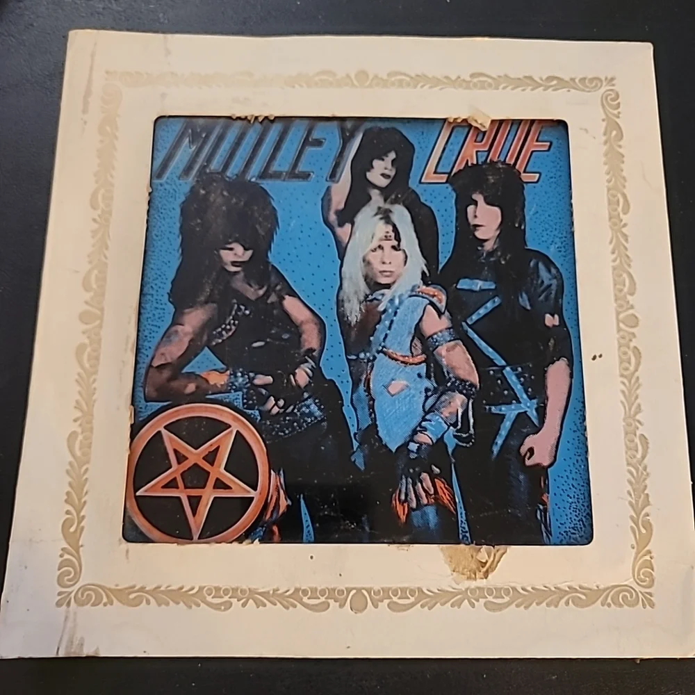 MOTLEY CRUE Vintage 1980’S Carnival/Fair Prize 6X6 Rock Picture/Mirror Glass
