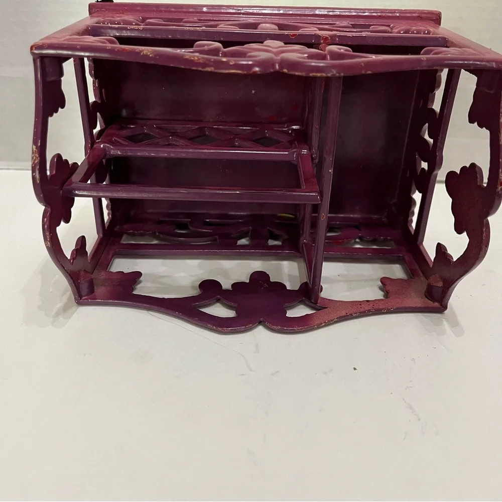 Heavy Vintage purple Wrought Iron Letter / Utensil Holder