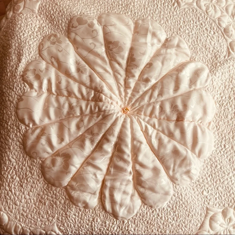Vintage Quilt Blanket Matelasse Peach