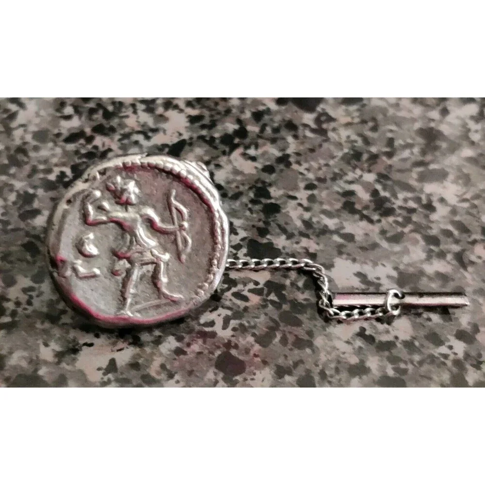 2 Pair Artemis Archer Tetradrachm Greek Coin Vintage Cuff Links + Tie Tack!