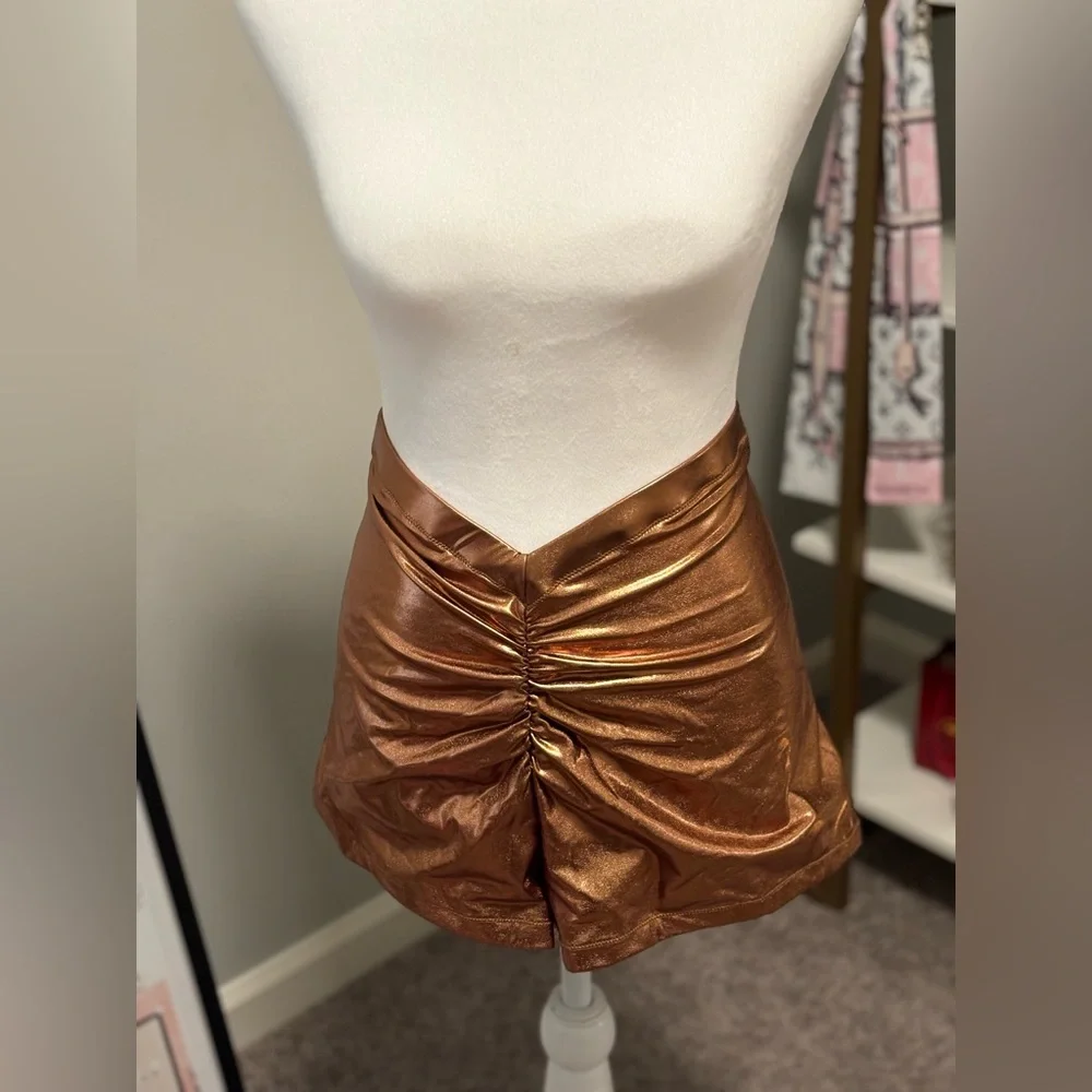 SKIMS METALLIC SWIM V-WAIST SHORT / PENNY / 3X NWT