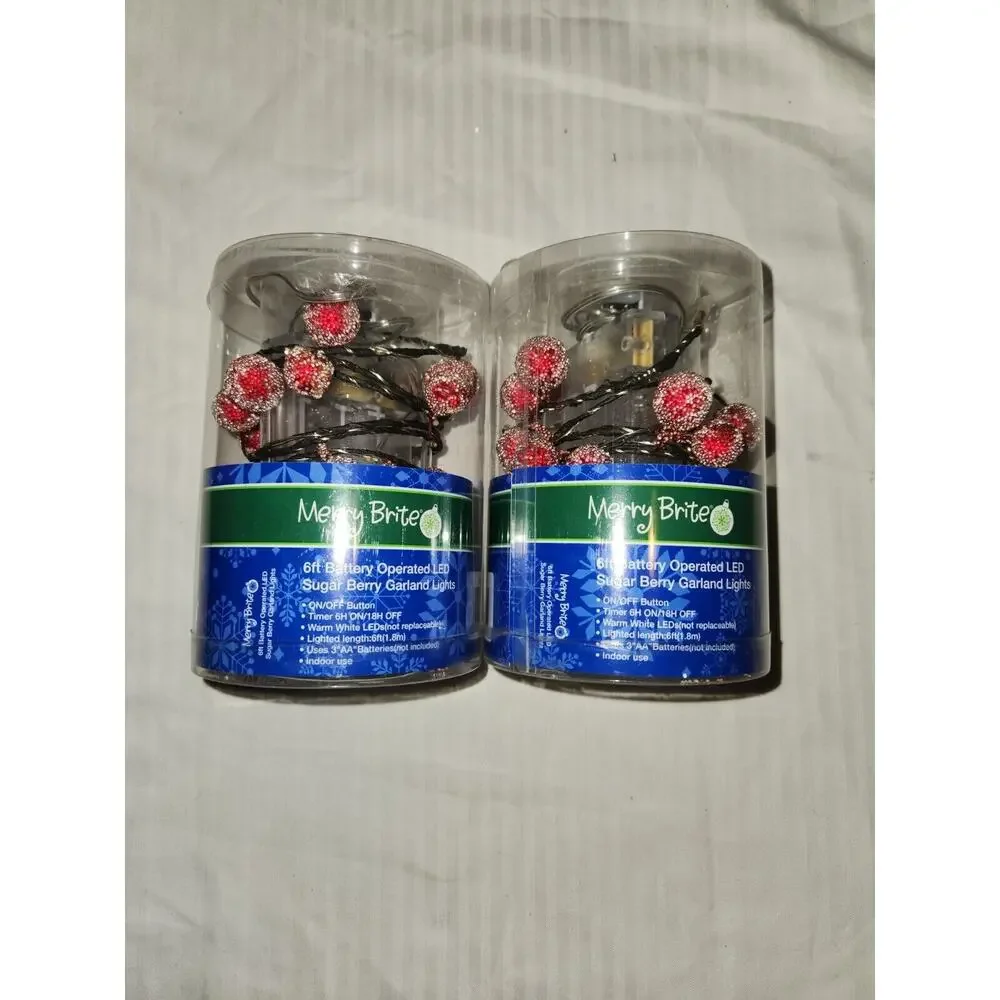 Cristmas Sugar Berry Merry brite Garland 6ft led