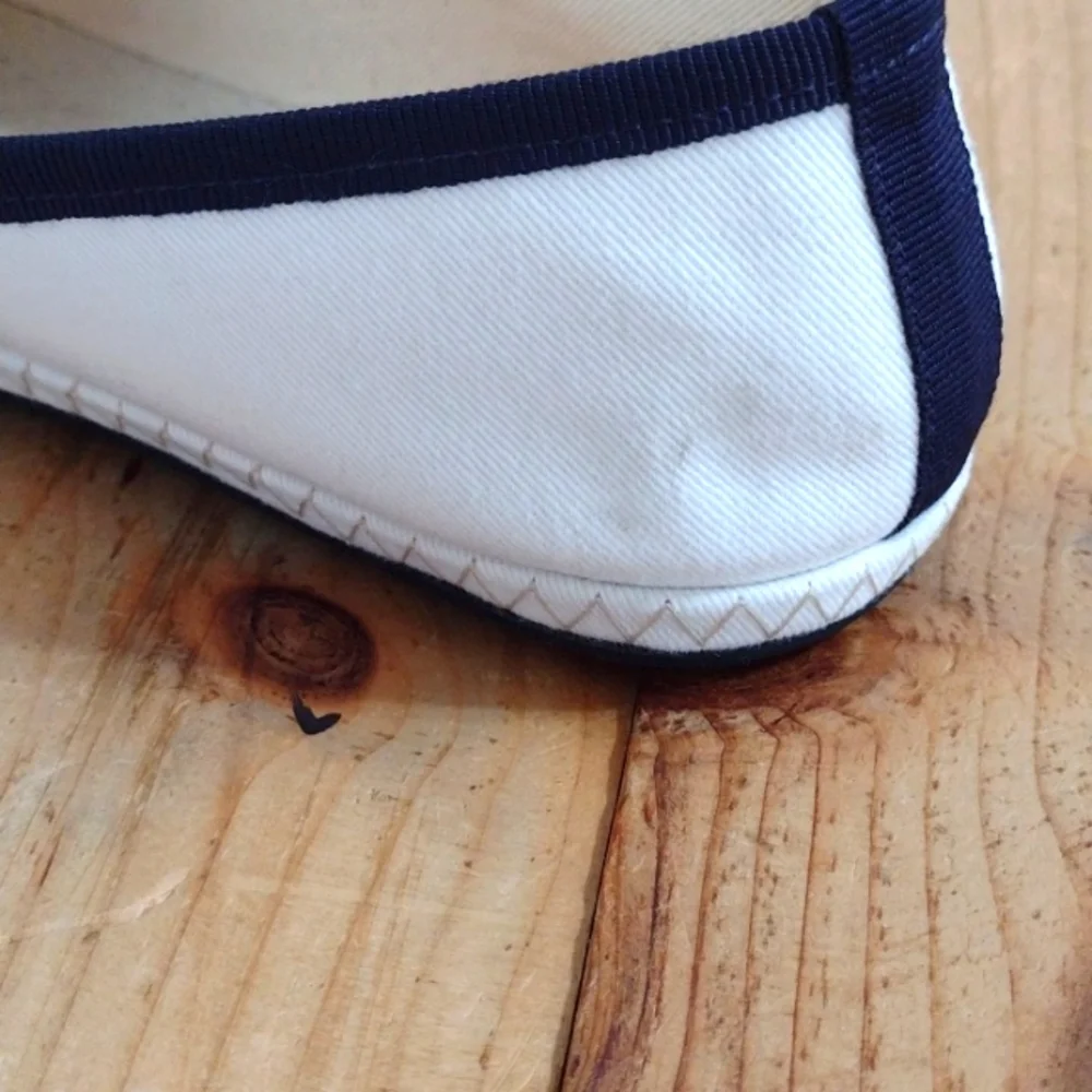 J Crew Canvas Contrast Tipped Venetian Flat Loafers Size 7.5