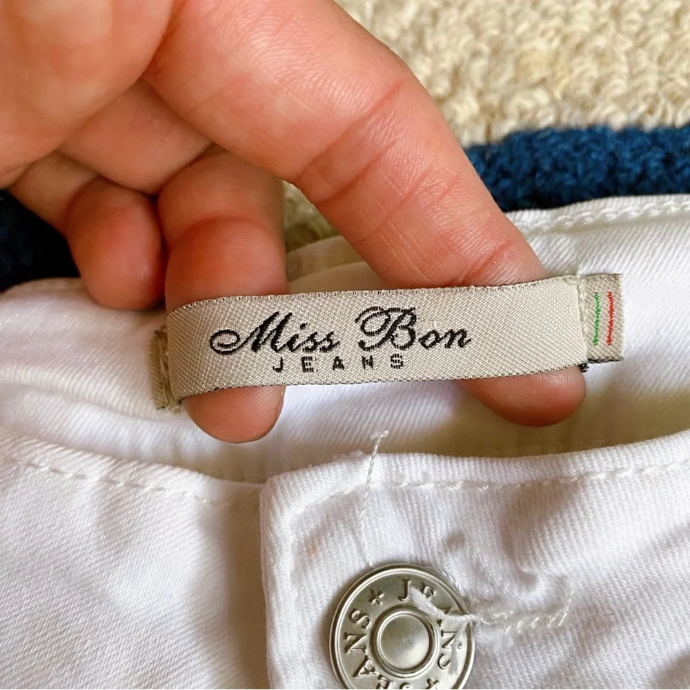 🐚 MISS BON WHITE COTTON HIGH WAIST JEAN SHORTS!