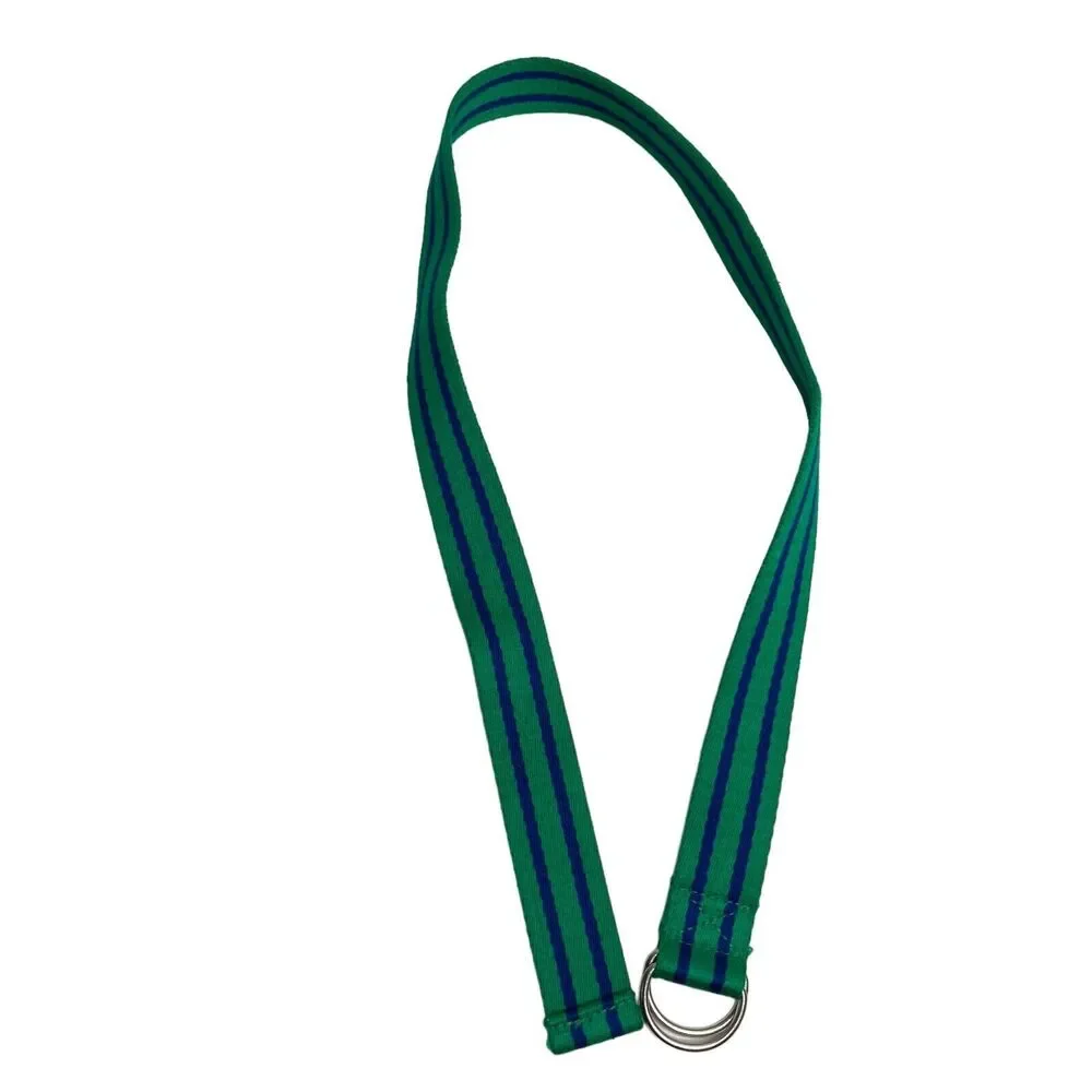 Polo Ralph Lauren Youth Size 10 Green Blue Striped D-Ring Ribbon Belt USA
