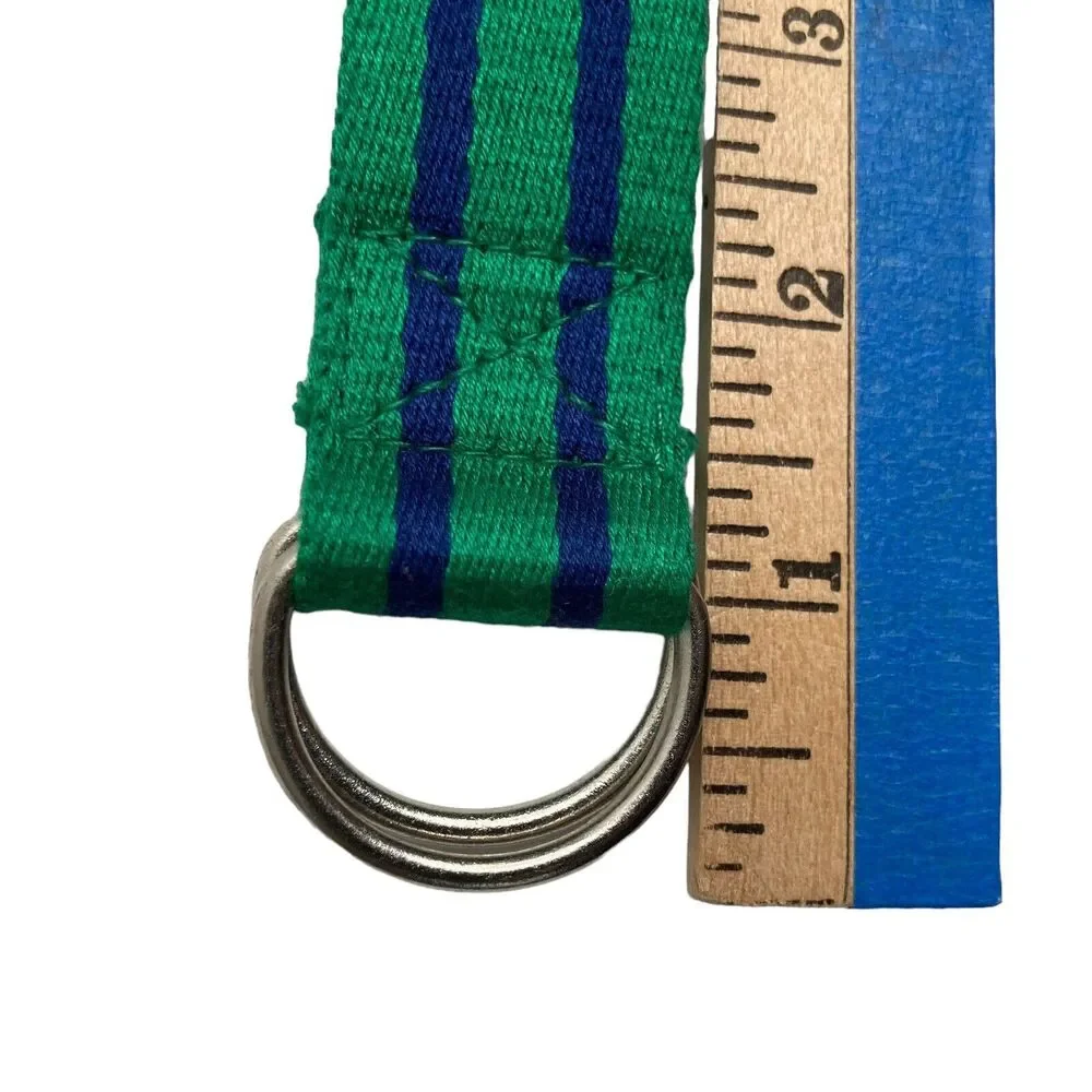 Polo Ralph Lauren Youth Size 10 Green Blue Striped D-Ring Ribbon Belt USA