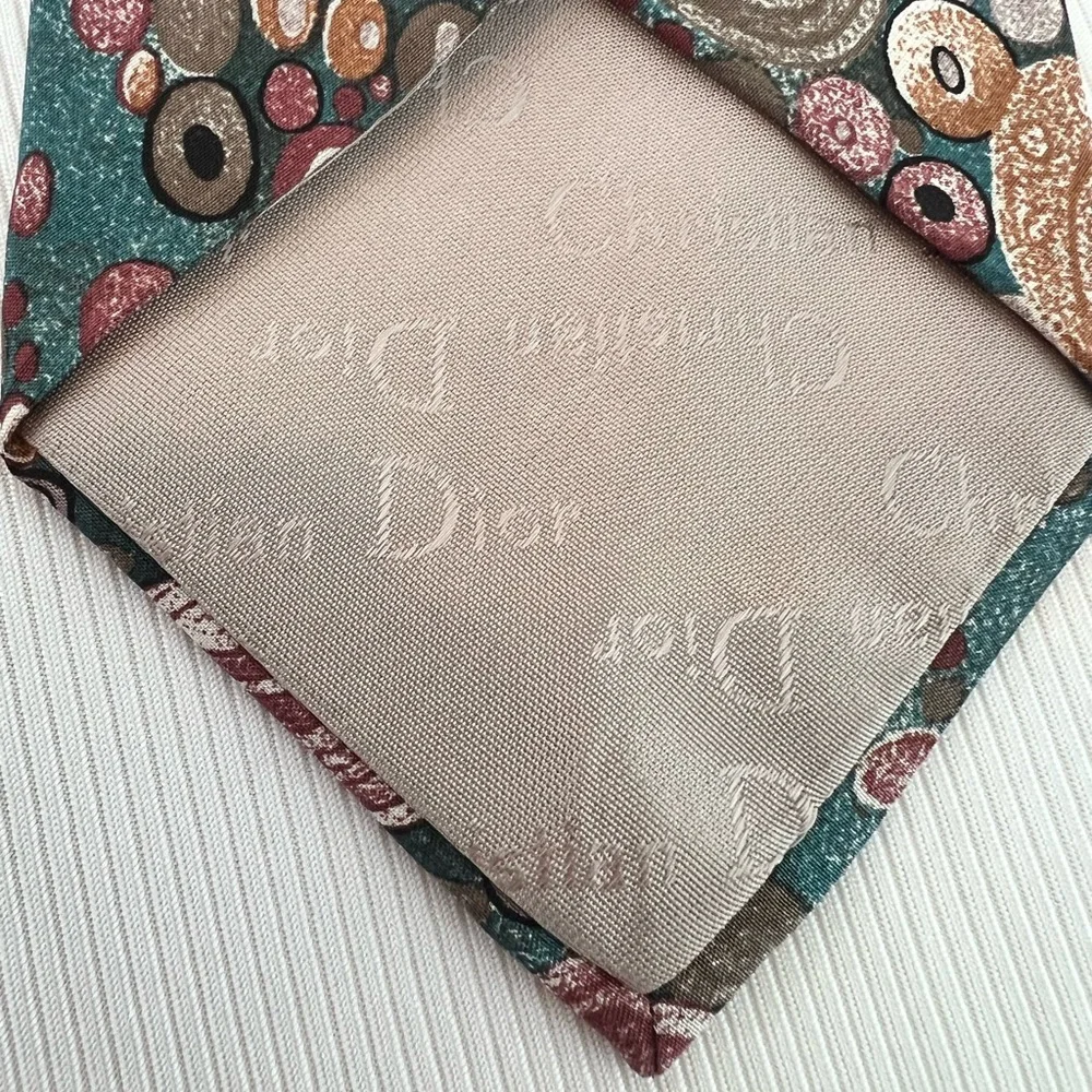 Dior silk abstract print teal tie