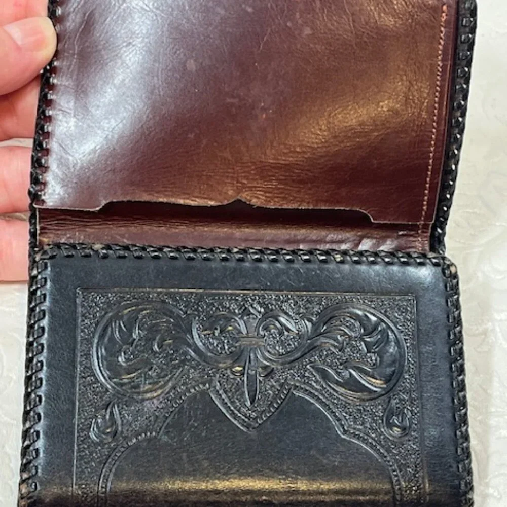 Leather vintage stitched
