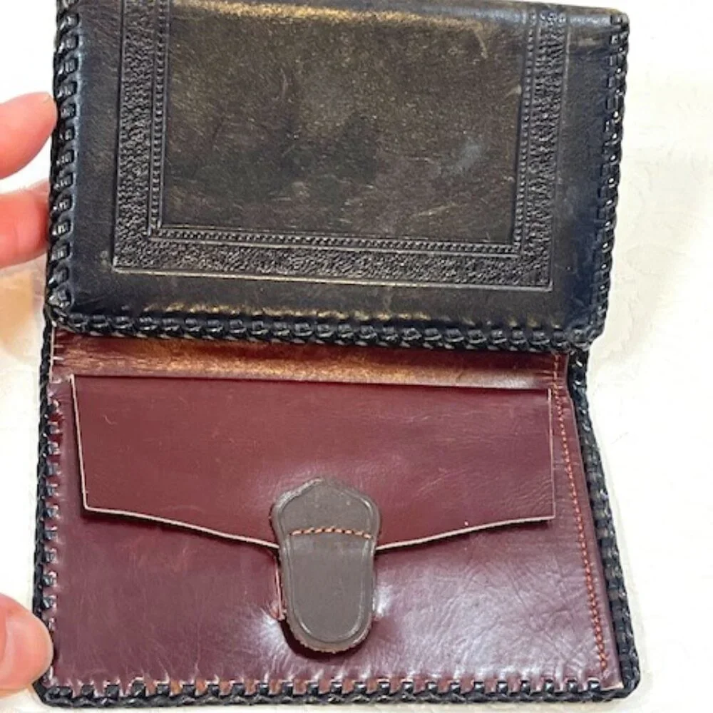Leather vintage stitched