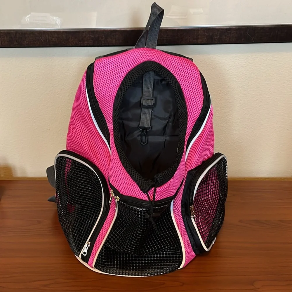 Pet Carrier Backpack, Pet Front or Back Dog/Cat Carrier, Sz Medium Pink
