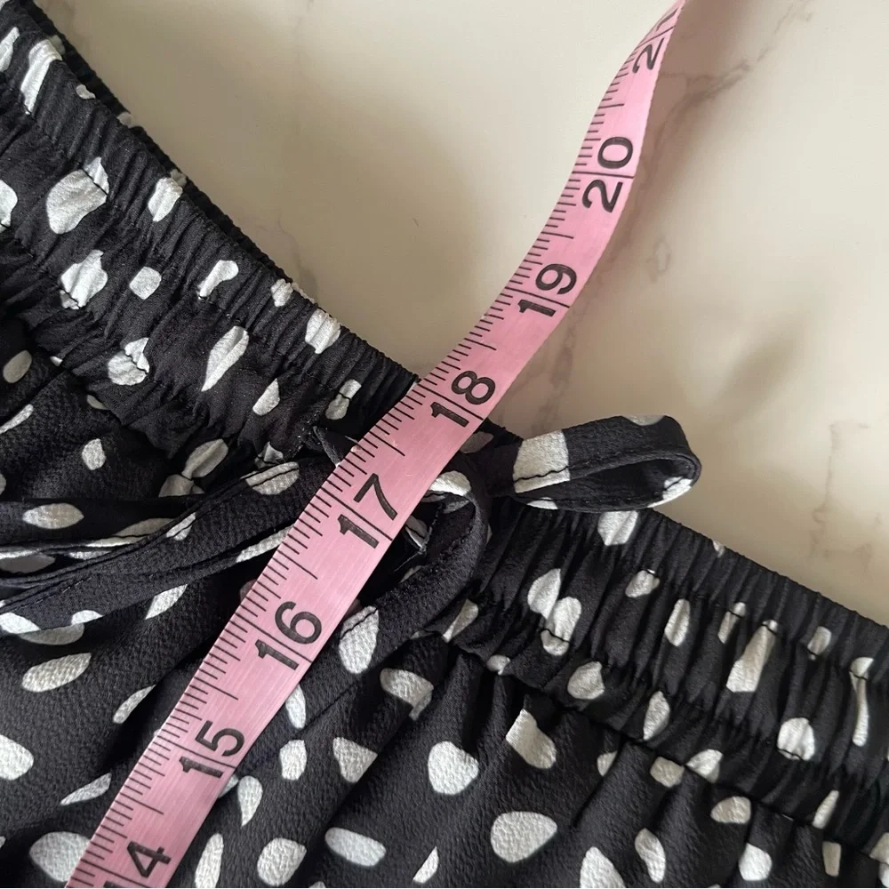 Polka Dot Skater Skirt - Black & White, Stretchy High-Waist, Pleated