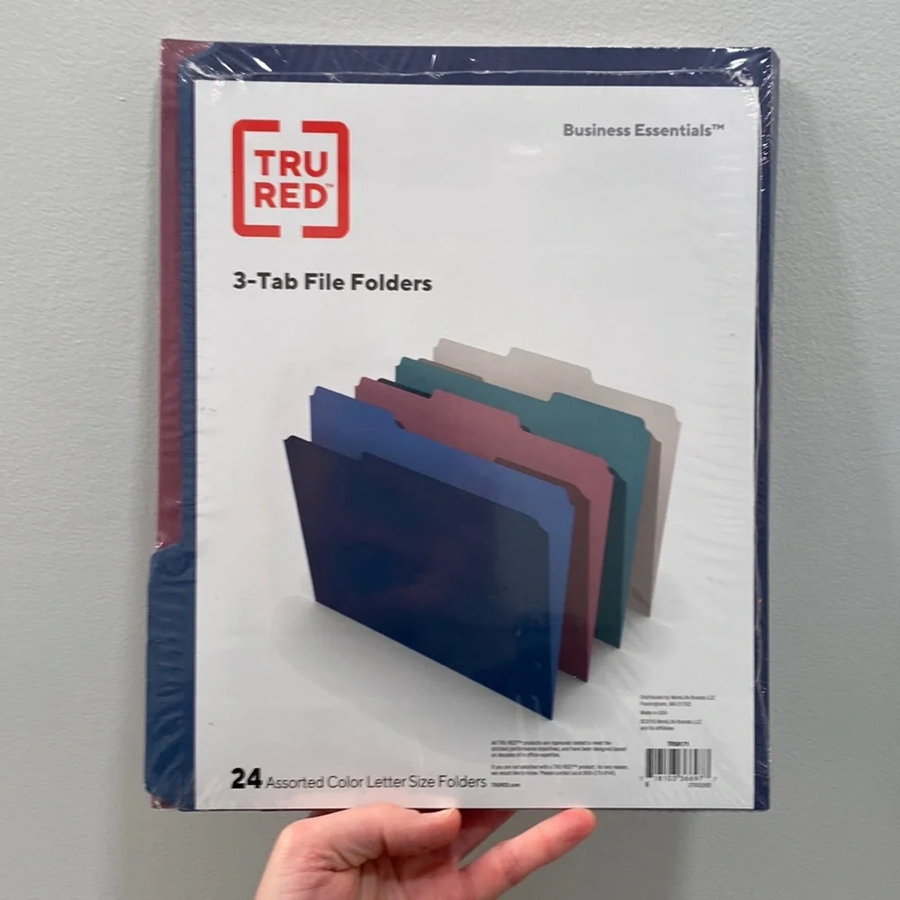 NWT TRURED 3 Tab File Folders 24 Assorted Colors (2)