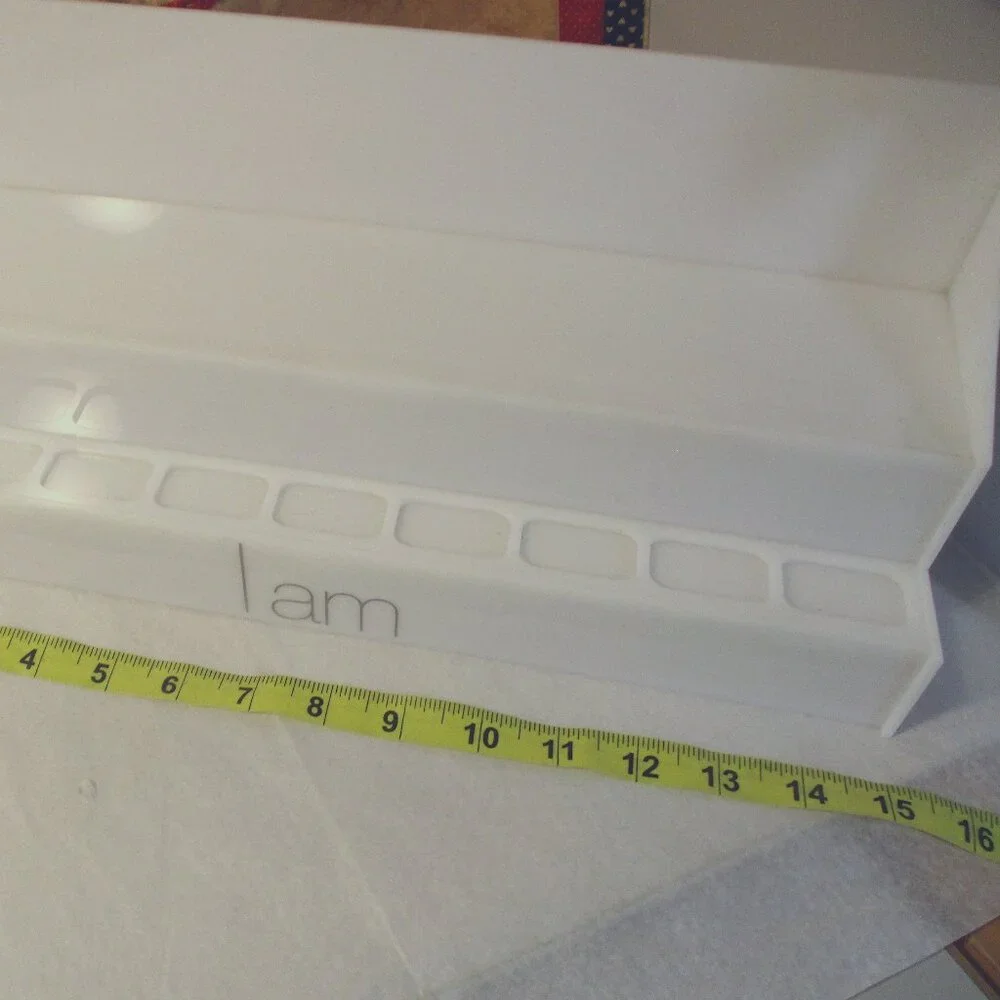 Tiered White Plastic Display Shelf Rack Stand Organizer for Home or Store
