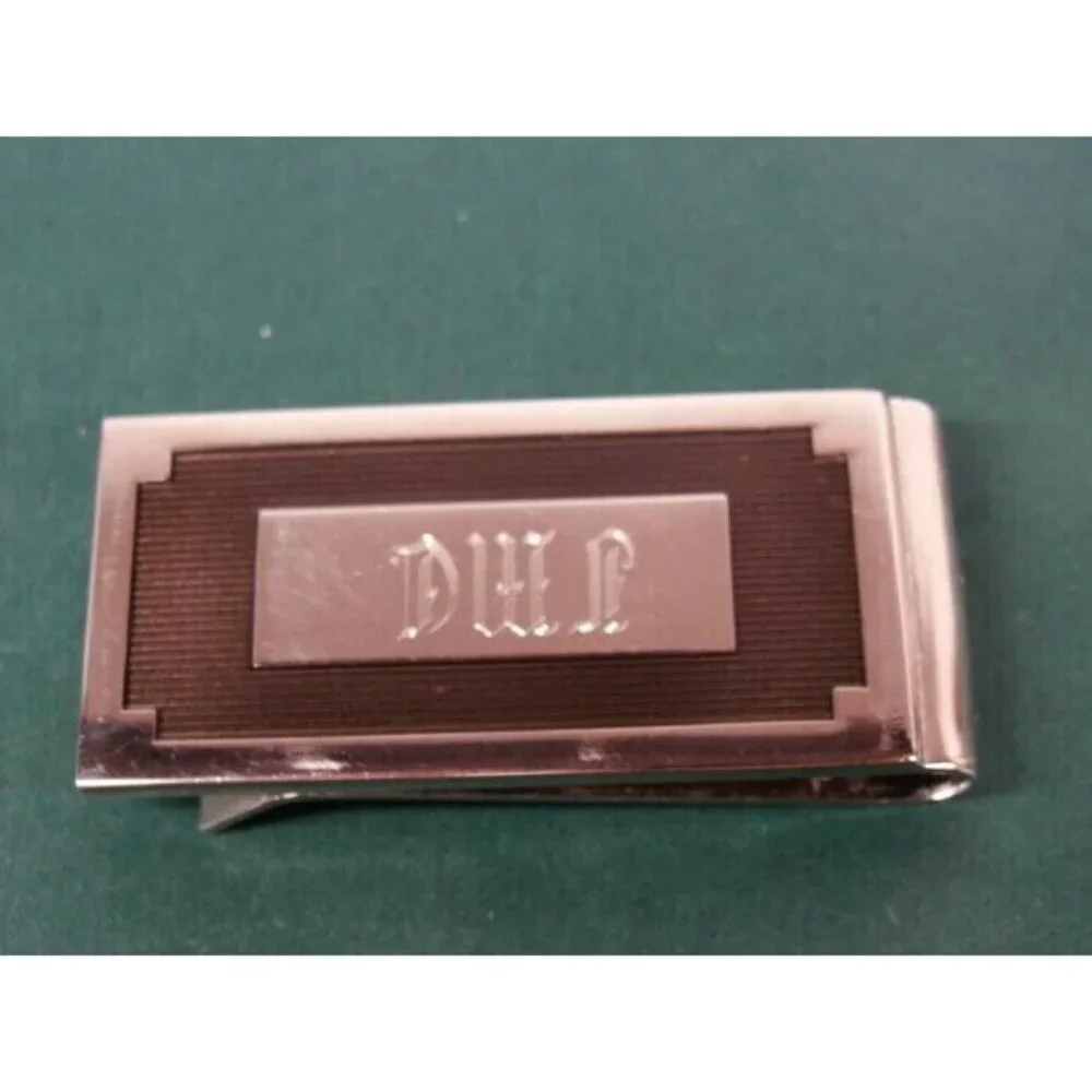 Money Clip Stainless Steel Credit Card Cash ID Holder Silver Tone JMC Initials