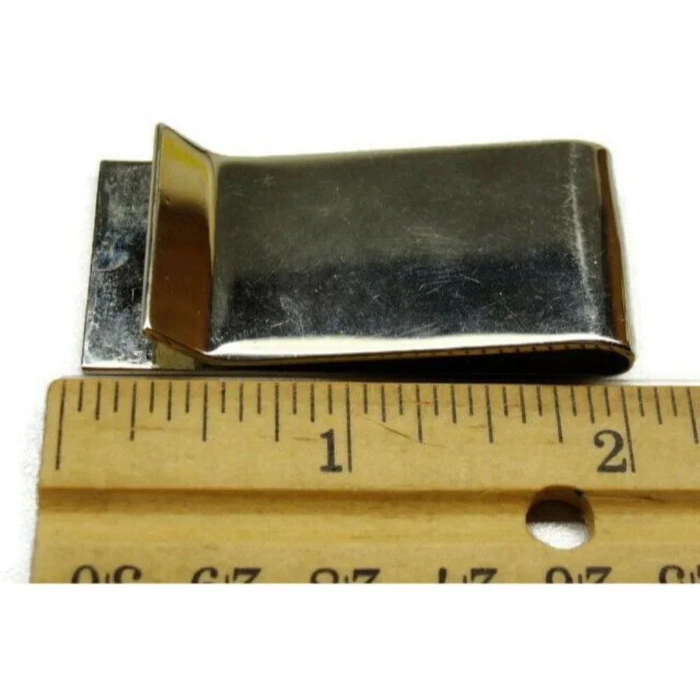 Money Clip Stainless Steel Credit Card Cash ID Holder Silver Tone JMC Initials