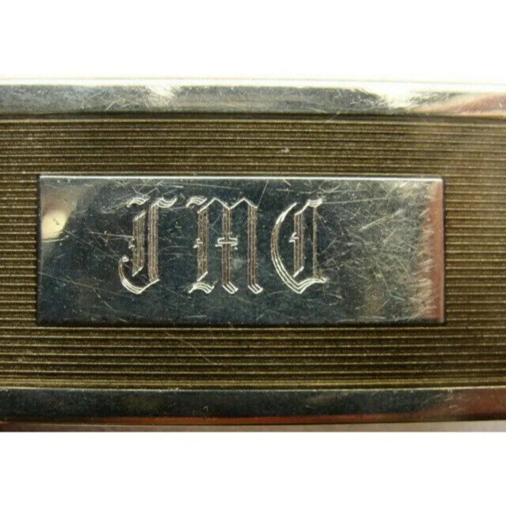 Money Clip Stainless Steel Credit Card Cash ID Holder Silver Tone JMC Initials