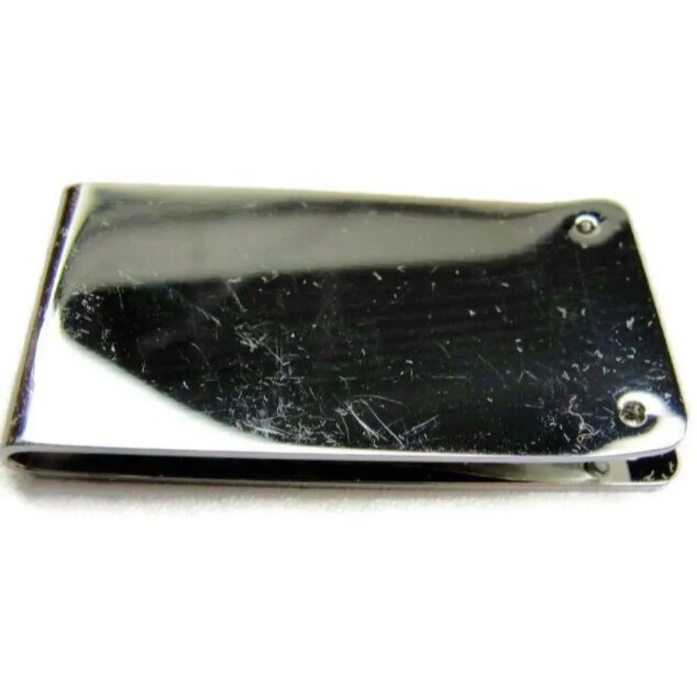 Money Clip Black & Silver Tone Wallet Credit Card Cash ID Holder Vintage