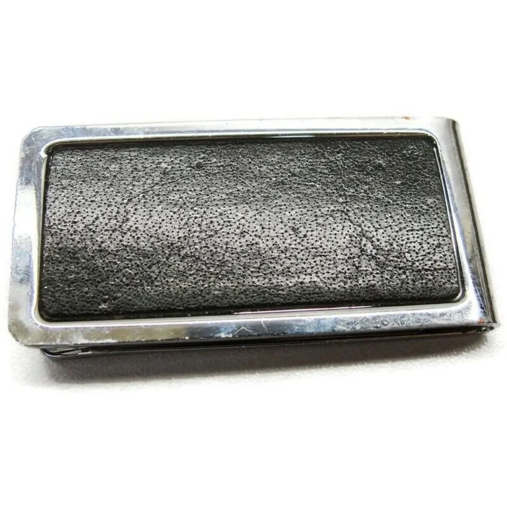 Money Clip Stainless Steel Leather Credit Card Cash ID Holder
