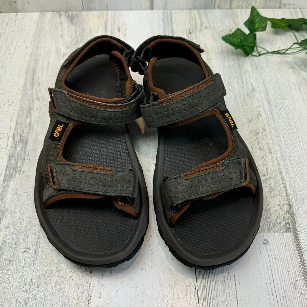 TEVA MEN KATAVI 2 BLACK OLIVE HOOK N LOOP SPORTS SANDALS US 8