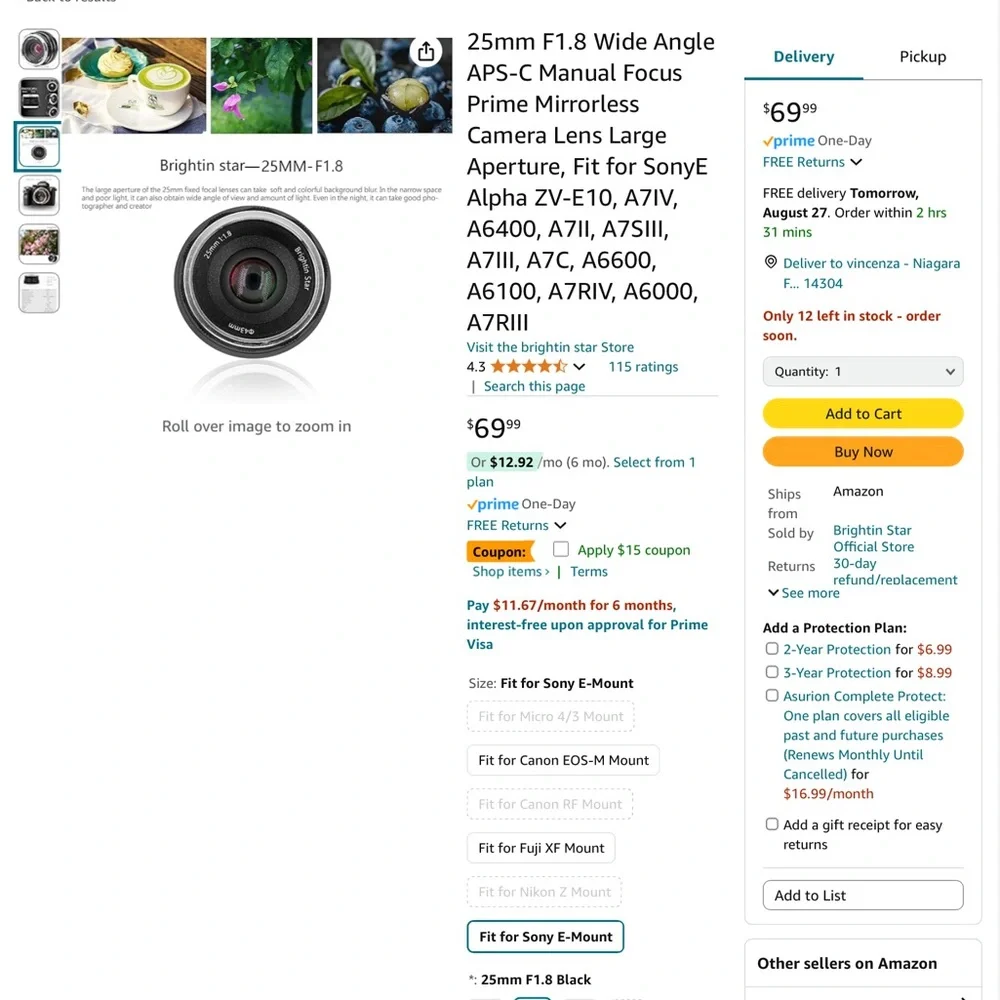 Brightin star camera lens unopened
