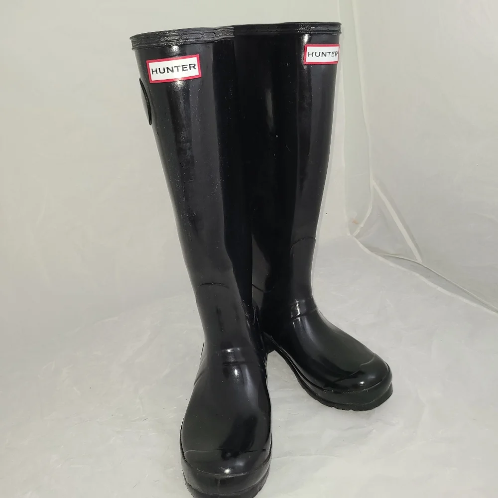 Hunter Tall Black Original Woman's Rain Boots‎ Size 5M US