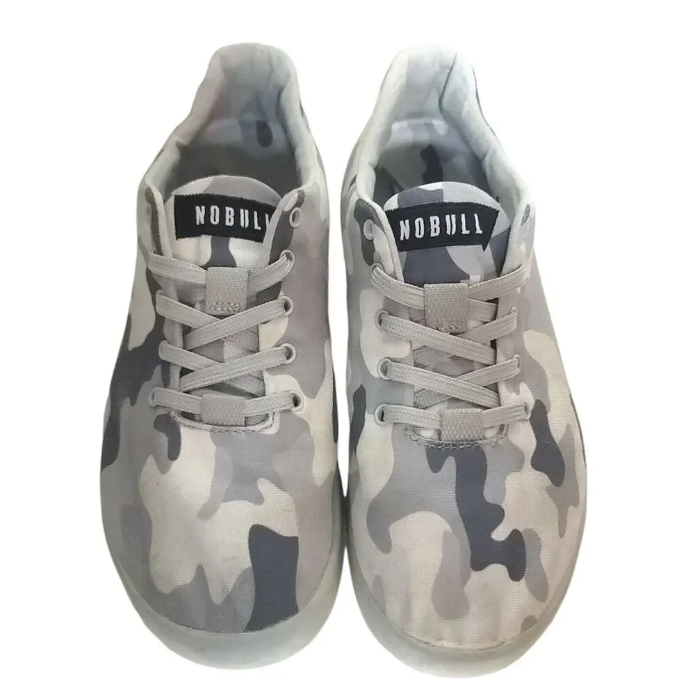 NOBULL Camo Canvas Trainers Women's Size 8.5 Gray Black White Sneakers Shoes
