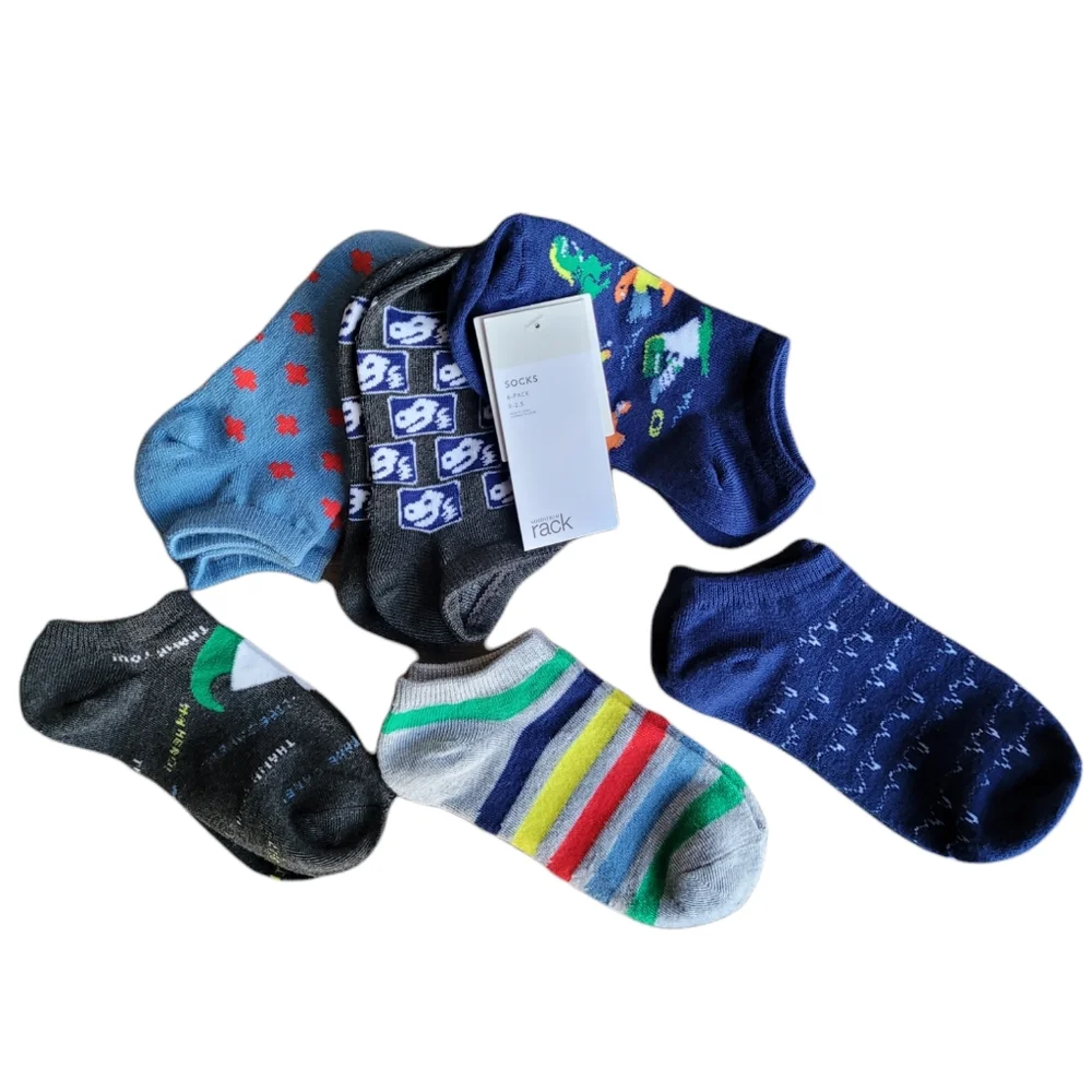 NORDSTROM RACK 6 Pack Dino Print Socks Size 9-2.5 Shoe Size