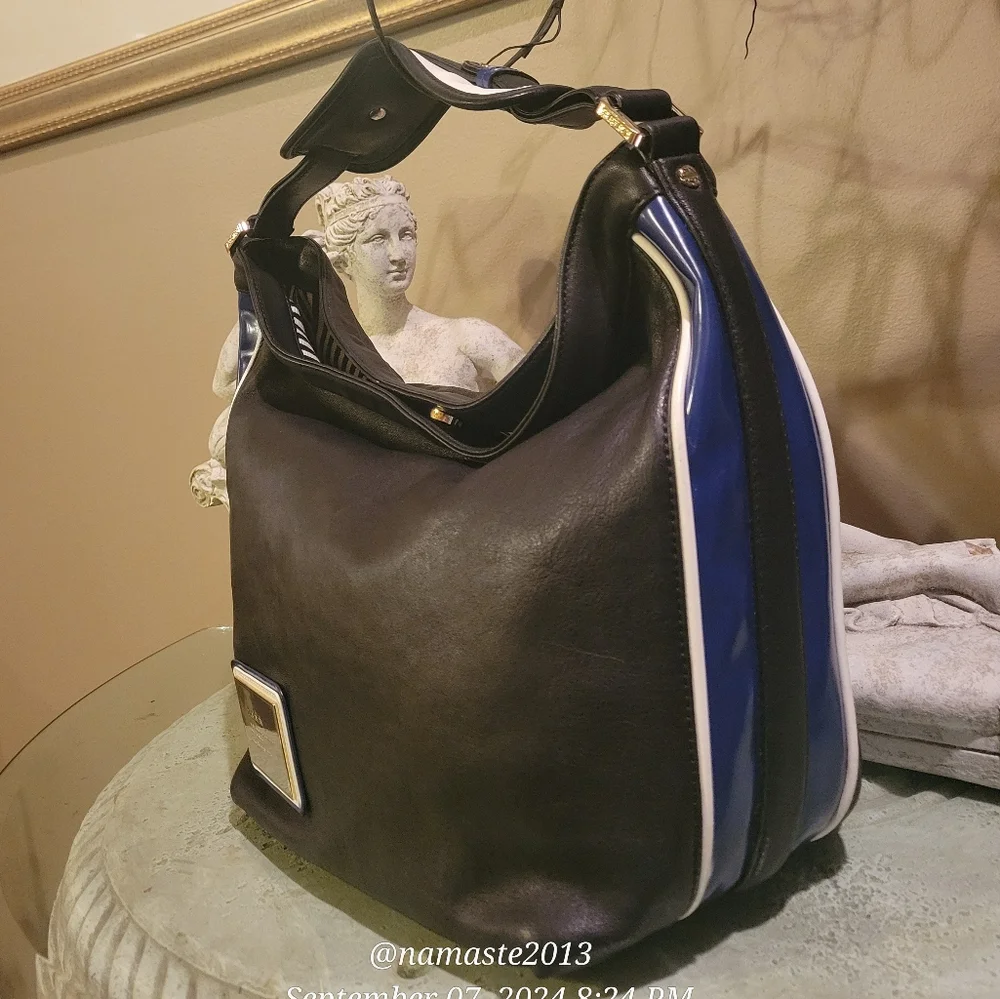 L.A.M.B.  Gwen Stefani Leather Shoulder Hobo Bag Side Stripe NWOT Designer #30