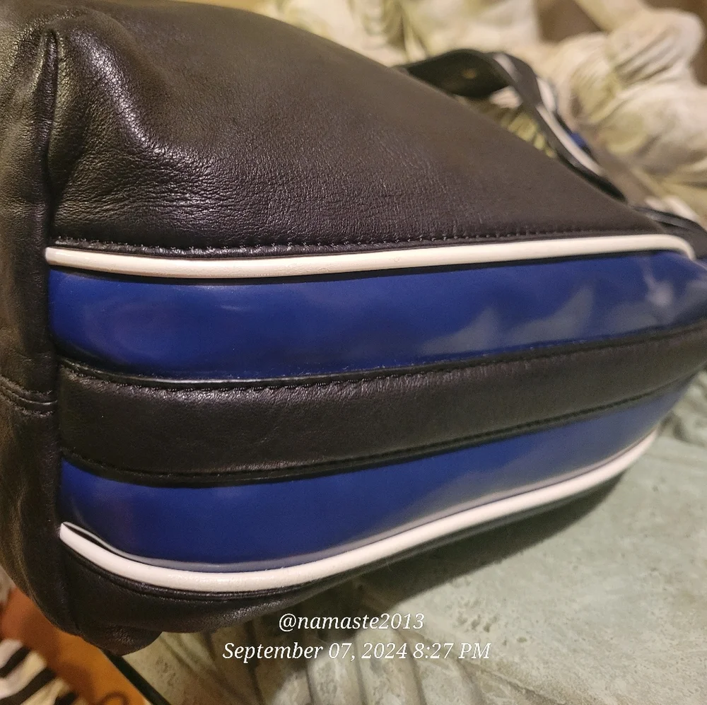L.A.M.B.  Gwen Stefani Leather Shoulder Hobo Bag Side Stripe NWOT Designer #30