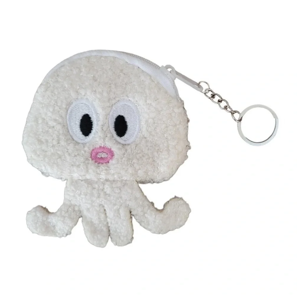 NWT pick one! Fuzzy octopus coin pouch keychain zippered 4