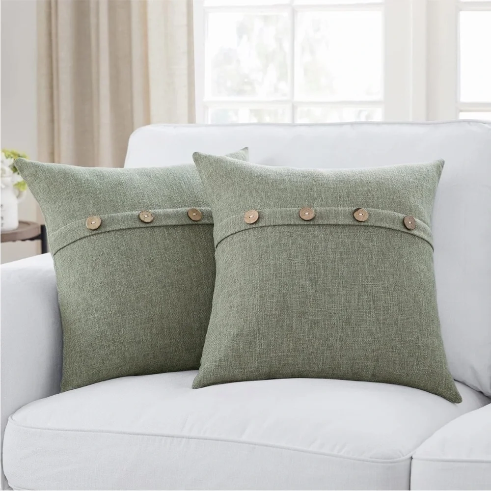 Farmhouse Mid Century Modern Bohemian Decorative Red Linen Pillow Case Cover