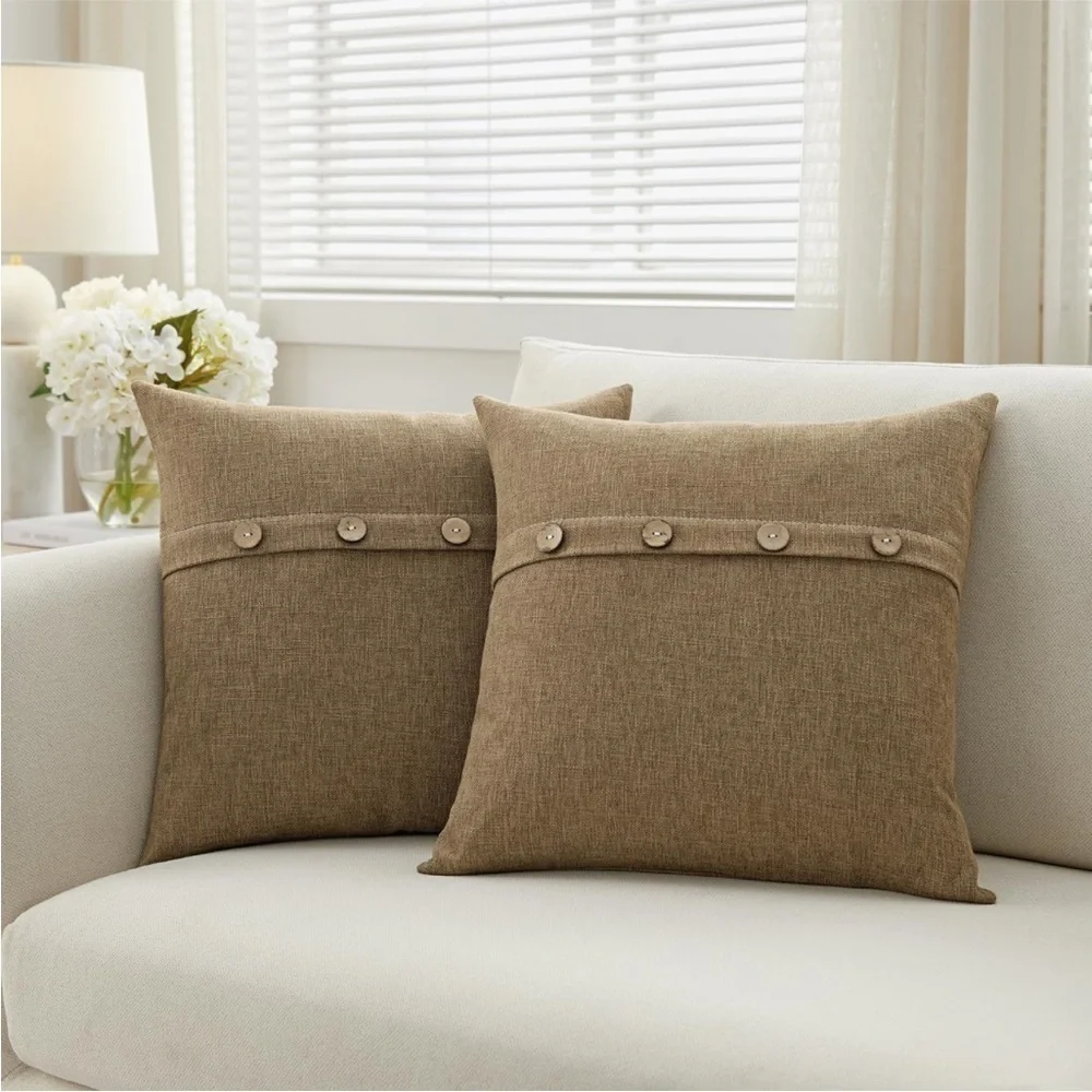 Farmhouse Mid Century Modern Bohemian Decorative Red Linen Pillow Case Cover