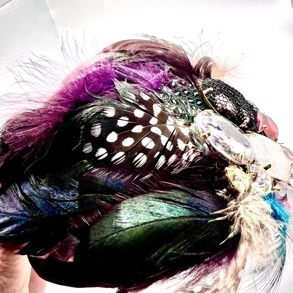Beautiful Thin Headband Decorated w/Feathers & Crystals-Multicolored, Ne…
