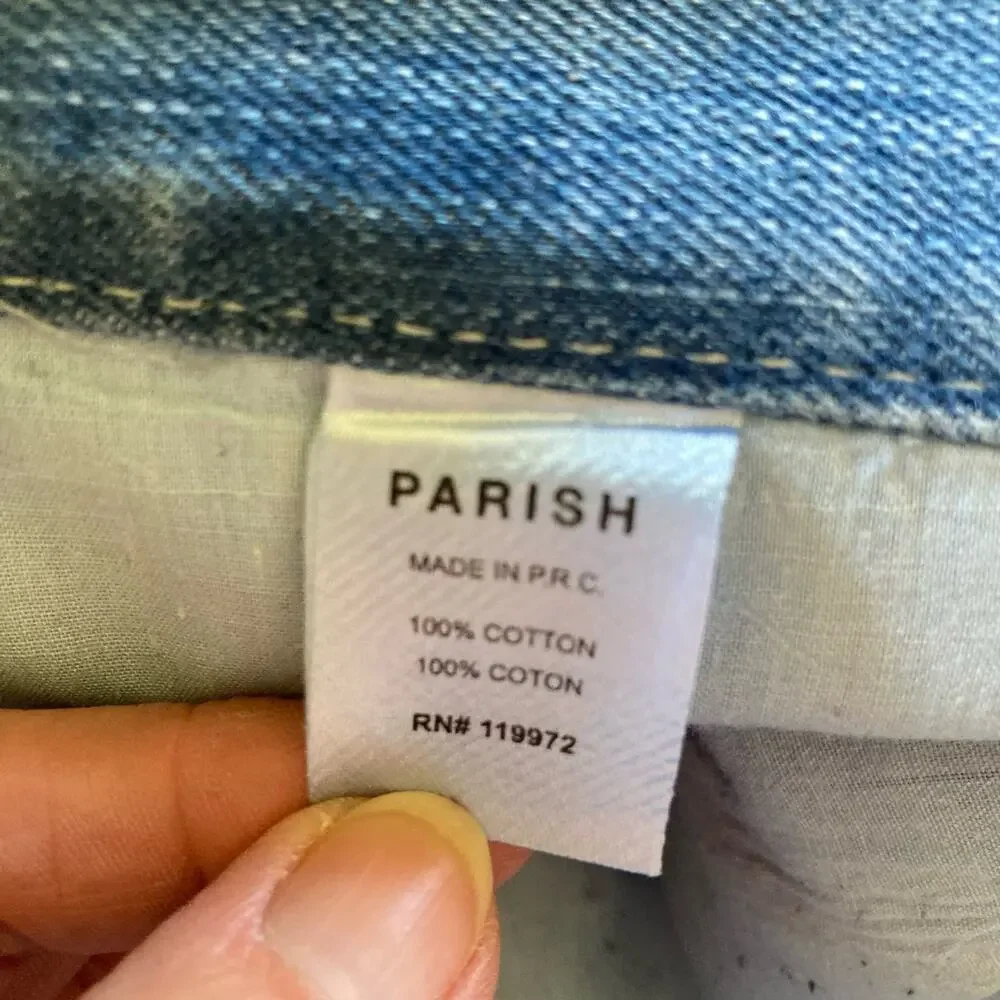 Parish Nation Y2K Distressed Medium Wash Straight Jeans Size 42x32