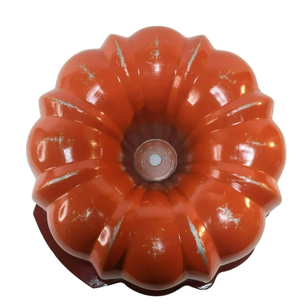 Vintage Fruit Print Bunt Cake Pan Orange White