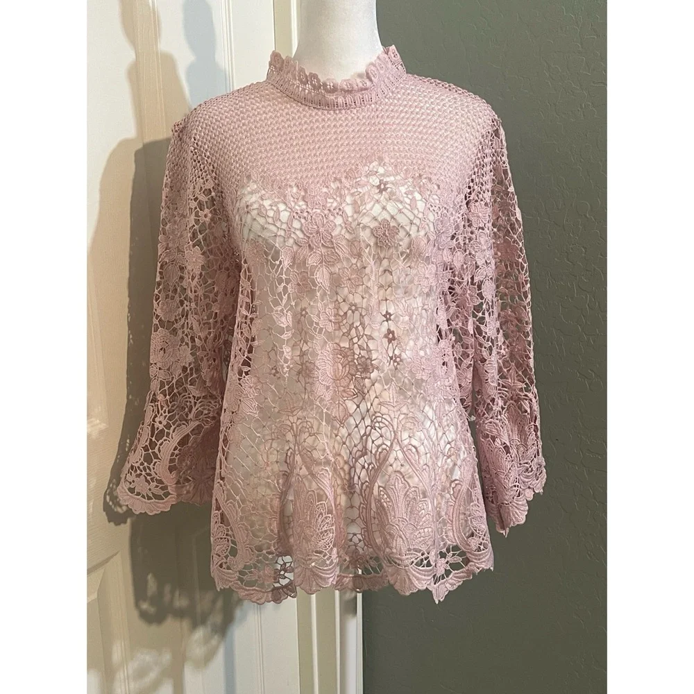 Bold Elements Size Large 3/4 Sleeve Blouse pink