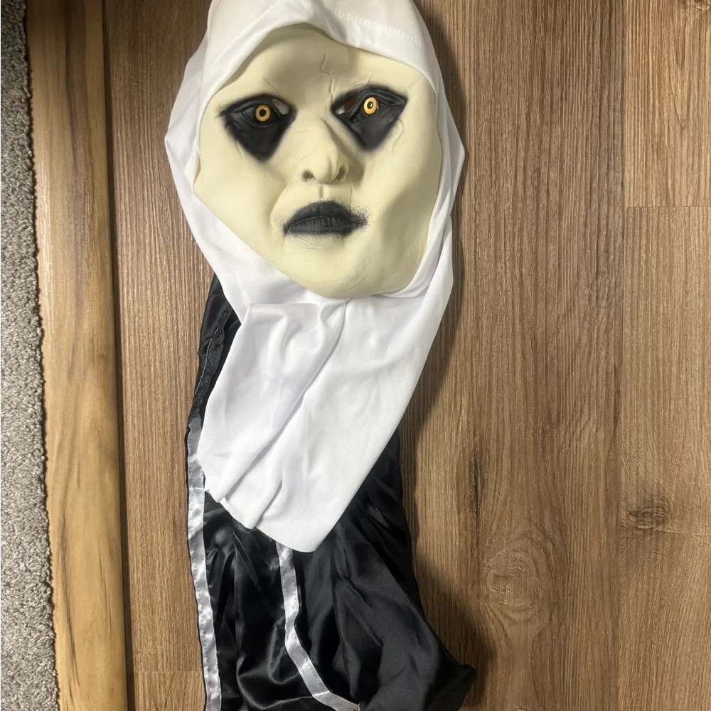The Horror Scary Nun Latex Mask w/Headscarf Valak Cosplay for Halloween Costume