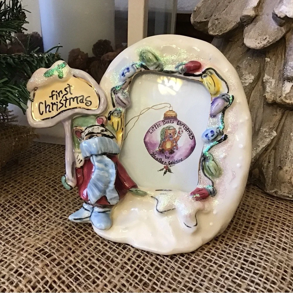 Vintage 2001 Blue Sky signed Heather Goldminc First Christmas picture fr…