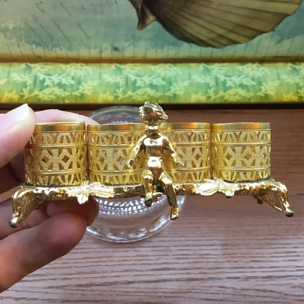 Vintage Gold Tone over Silver Lipstick Holder ~ Filigree Fancy ~ SF Sam Fink.
