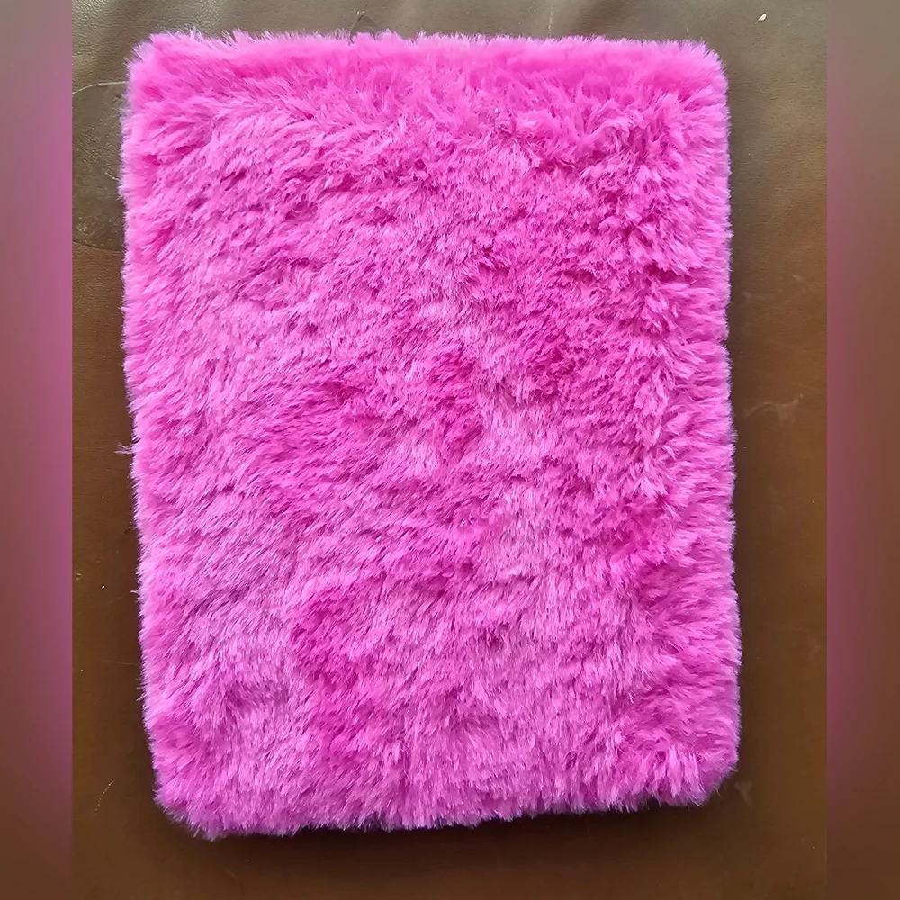 NWOT hot pink fuzzy faux fur lined paged notebook for Halloween goth festive