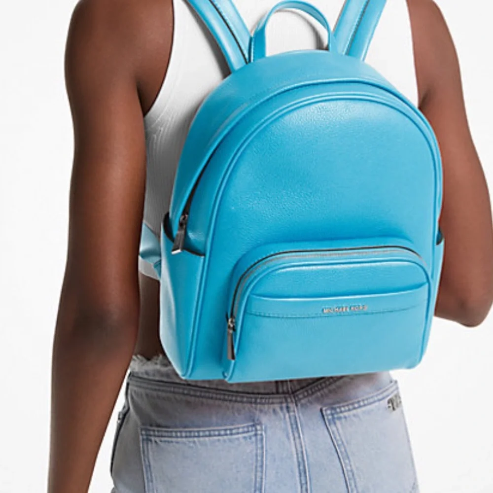 Michael Kors Bex Medium Pebbled Leather Backpack COLOR SANTORINI BLUE NWT