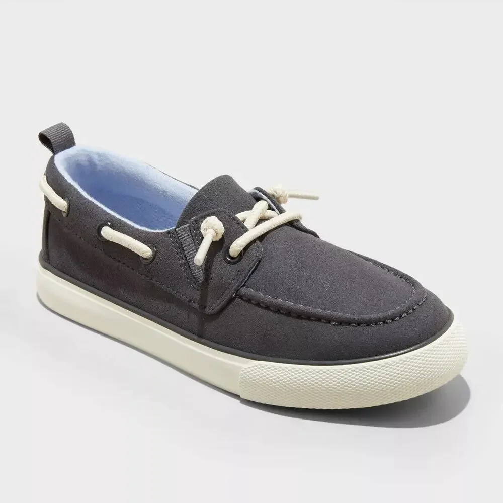 Kids' Reece Boat Shoes - Charcoal Gray -Cat & Jack