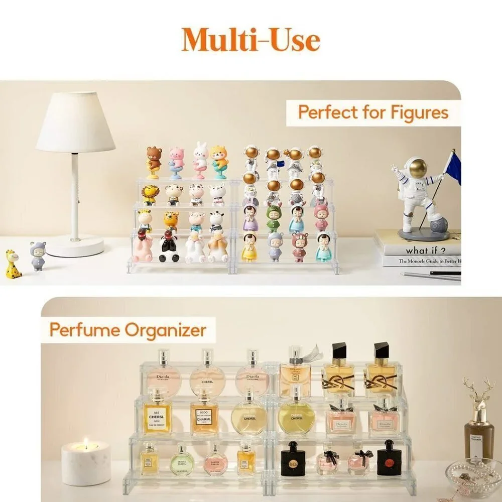 4 Tier Clear Display Risers Stand, Plastic Organizers for Figures - 9inch_1 pack