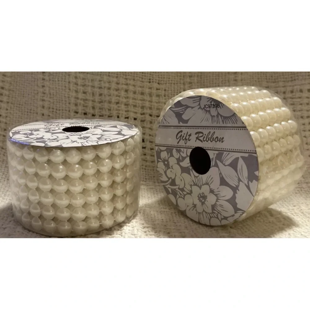 Lot Of 2 New Sealed Faux Pearl Gift Wrapping Trim