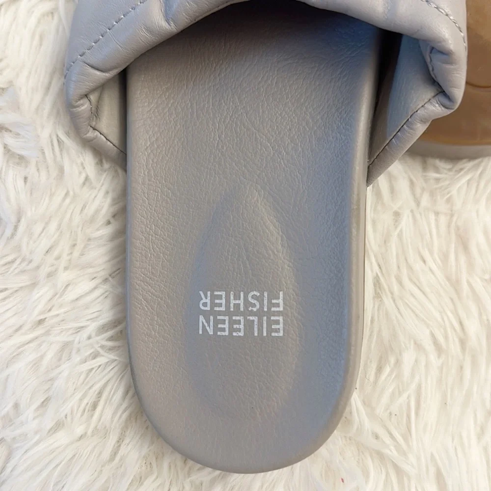 Eileen Fisher Haze Barley Nappa leather grey comfort slides sandals size 6.5