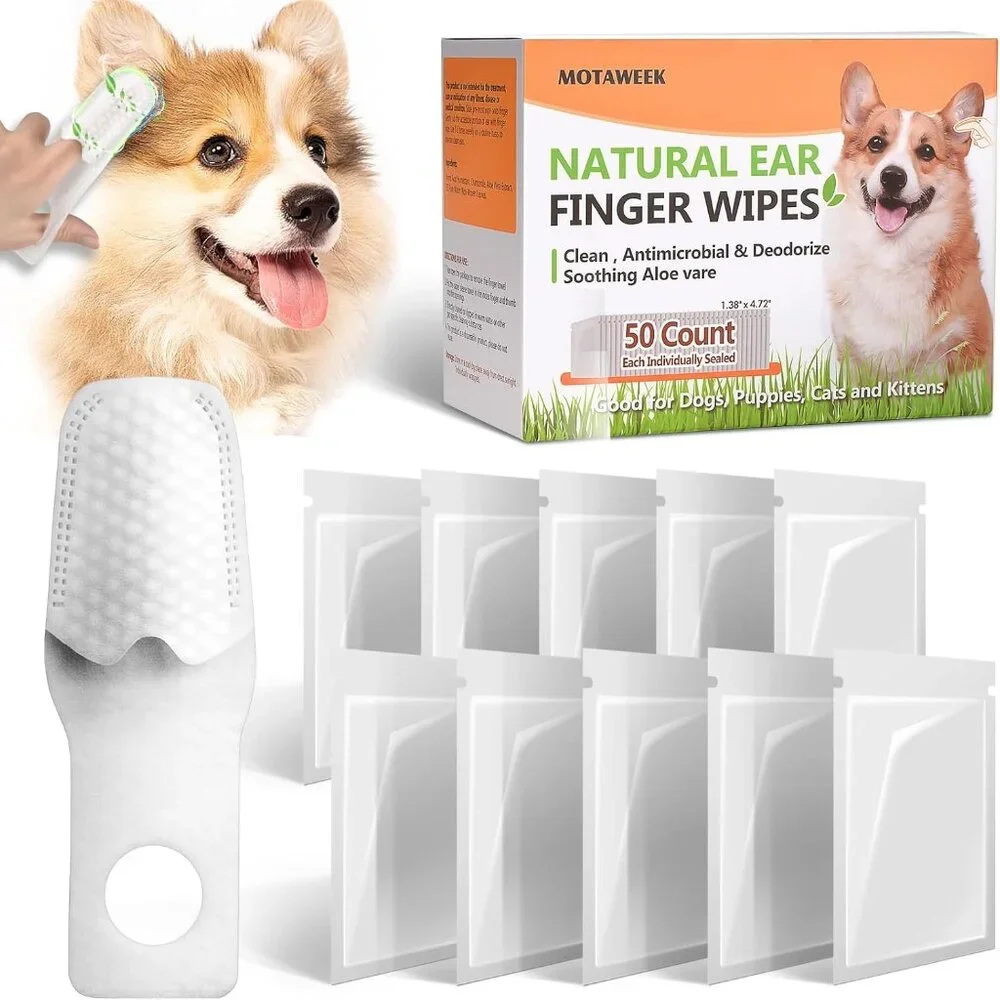 Motaweek Dog & Cat Finger Ear Cleaning Wipes 50 Pk 1.28
