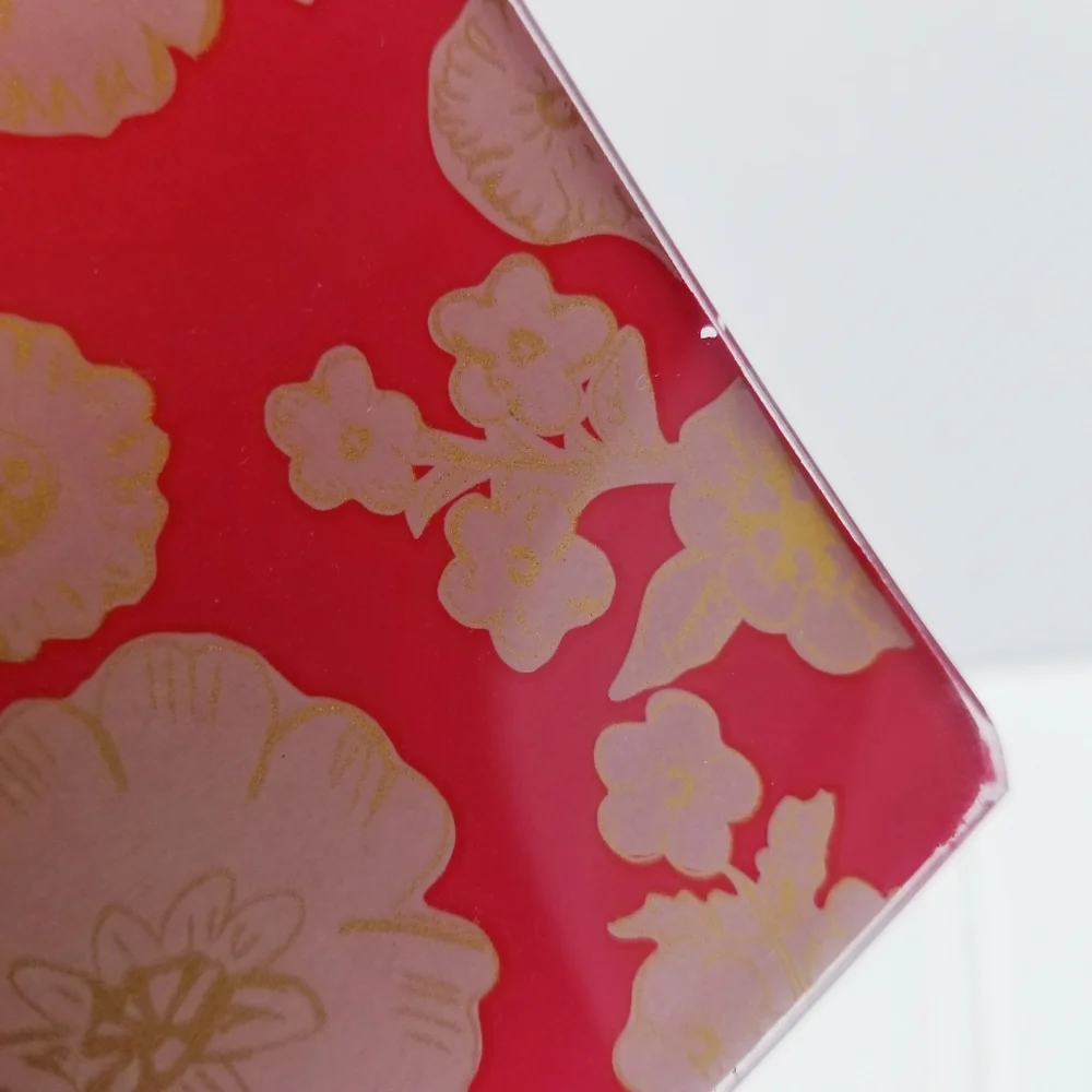 Vera Bradley Trinket Tray Pink Yellow Floral Glass Jewelry Holder. Home Decor
